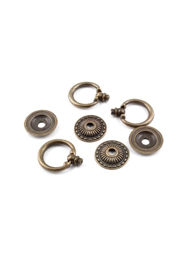 12PCS Antique Bronze Ring Pulls, Vintage Decorative Ring Pulls Bronze Cabinet Pull Handles for Dresser Drawers Closet Kitchen Cabinets Wardrobe