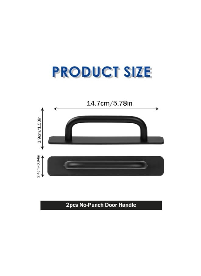 2 Pcs Adhesive Handles Cabinet Handles Sliding Door Handles Closet Door Handles Door Pull Handles Stick on Handles for Kitchen Bedroom Window (Black)