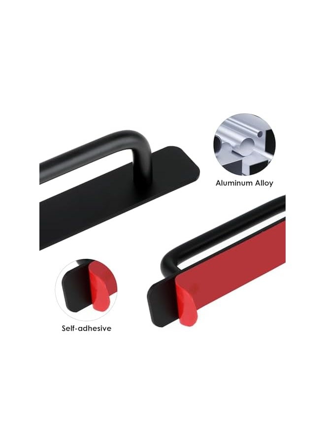 2 Pcs Adhesive Handles Cabinet Handles Sliding Door Handles Closet Door Handles Door Pull Handles Stick on Handles for Kitchen Bedroom Window (Black)