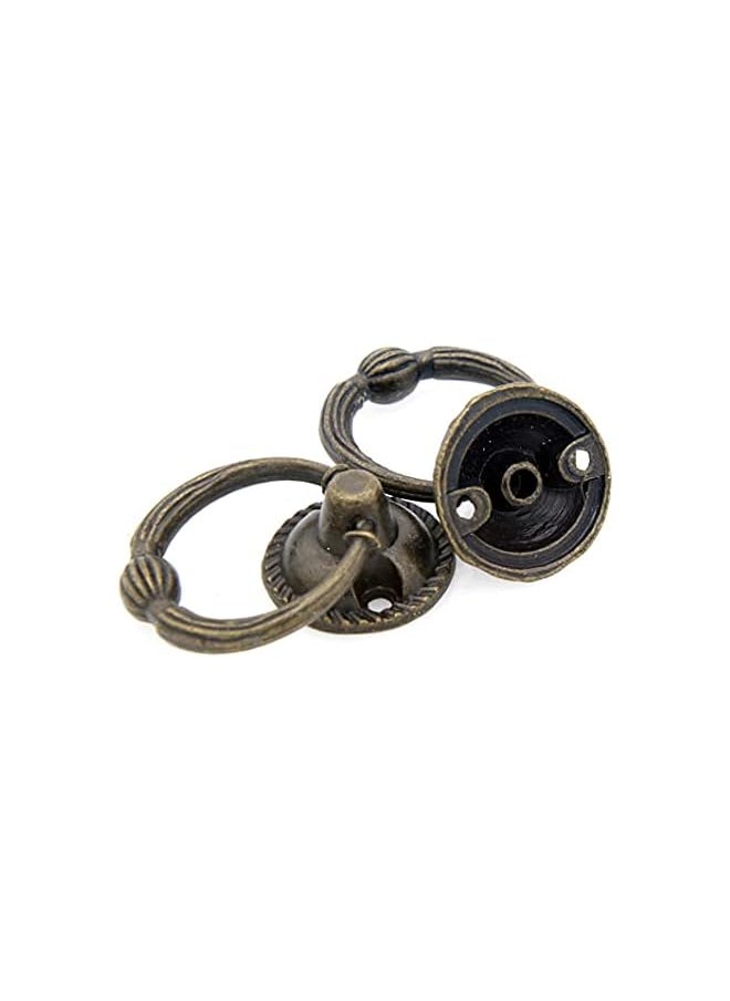 6 PCs Cabinet Hardware Drop Ring Pulls with Antique Brass Finish - Drawer Ring Handles, Small Size, Ring Diameter 1.1-in (2.7 cm)