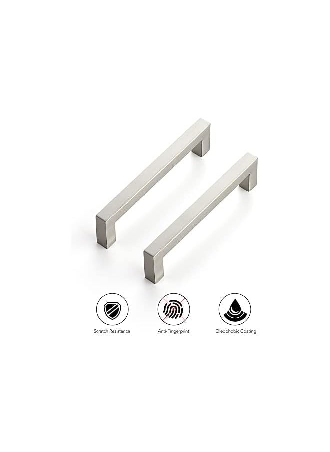 3 Pack 5 Inch Kitchen Square Cabinet Handles Satin Nickel Cabinet Pulls Brushed Nickel Drawer Pulls Kitchen Cabinet Hardware Kitchen Handles for Cabinets Cupboard Handles Drawer Handles