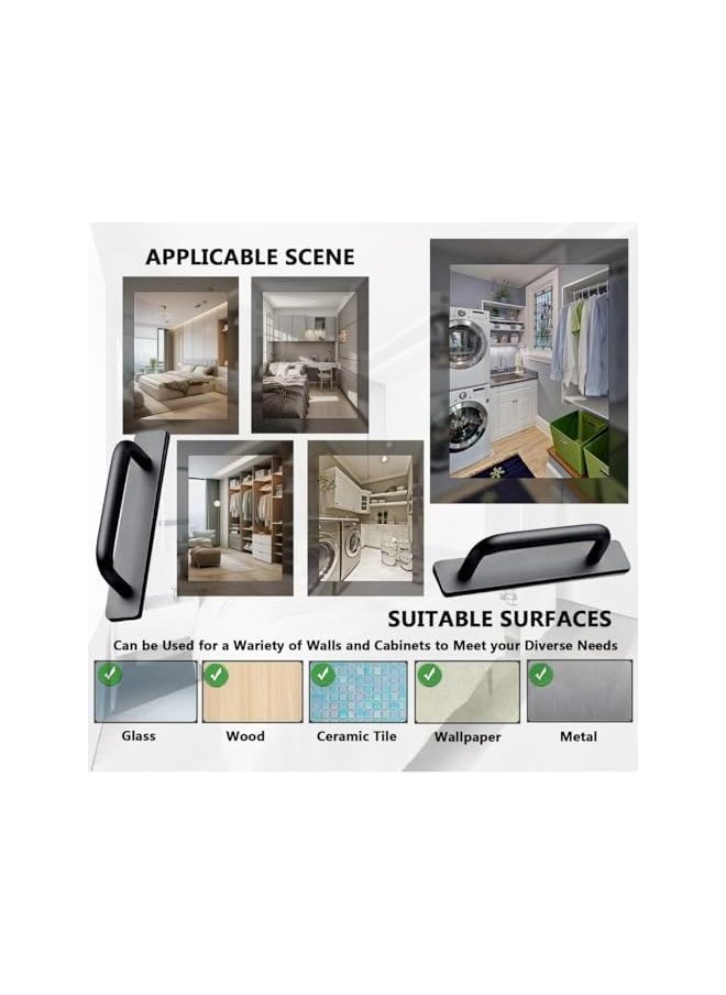 2 Pack Self-Adhesive Drawer Handles, Aluminum Alloy Drawer Pull Handles,Adhesive Installation,Replace or Upgrade Handles on Cabinet Doors, Sliding Doors, Glass windows, Drawers，148mm, Black