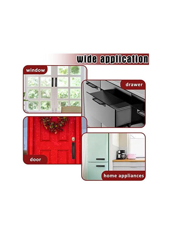 6 Inch Adhesive Cabinet Handles Handle Pulls Cabinet Kitchen Pulls Kitchen Cupboard Handles Self Stick Instant Cabinet Pulls Hardware Kitchen Cabinet Handles for Door Knobs (Black, 4 Pcs)