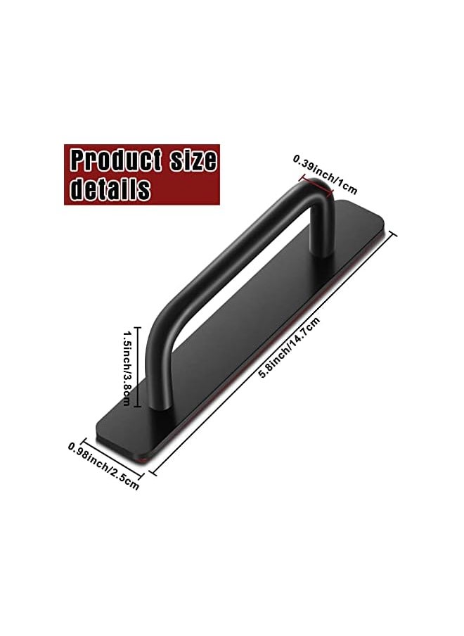 6 Inch Adhesive Cabinet Handles Handle Pulls Cabinet Kitchen Pulls Kitchen Cupboard Handles Self Stick Instant Cabinet Pulls Hardware Kitchen Cabinet Handles for Door Knobs (Black, 4 Pcs)