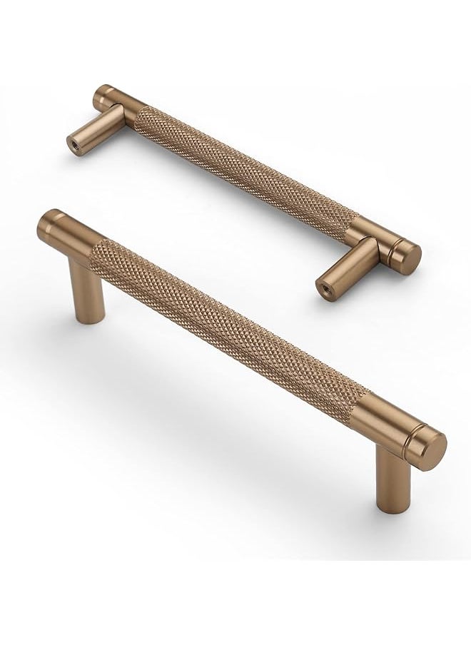10 Pack 5 Inch(128mm) Champagne Bronze Cabinet Pulls Knurled Cabinet Handles Cupboard Handles Gold Kitchen Cabinet Hardware for Cupboard Drawer Handles Dresser Pulls