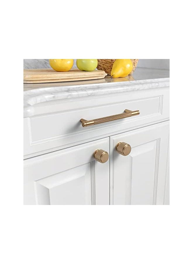 10 Pack 5 Inch(128mm) Champagne Bronze Cabinet Pulls Knurled Cabinet Handles Cupboard Handles Gold Kitchen Cabinet Hardware for Cupboard Drawer Handles Dresser Pulls