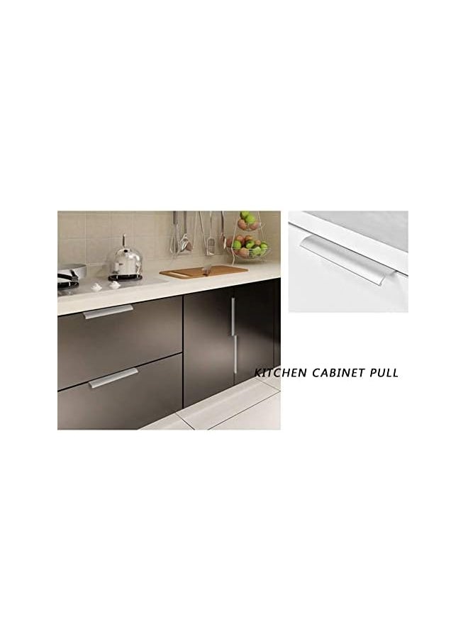 10 Pack Modern Style Finger Edge Pull Furniture DrawerHandles Hidden Cabinet Kitchen Drawer Handles Knobs, Silver 120mm