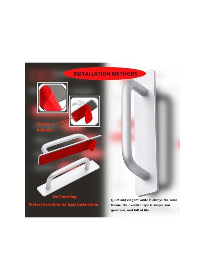 2 Pack Self-Adhesive Drawer Handles, Aluminum Alloy Drawer Pull Handles,Adhesive Installation,Replace or Upgrade Handles on Cabinet Doors, Sliding Doors, Glass windows, Drawers，148mm, Silver