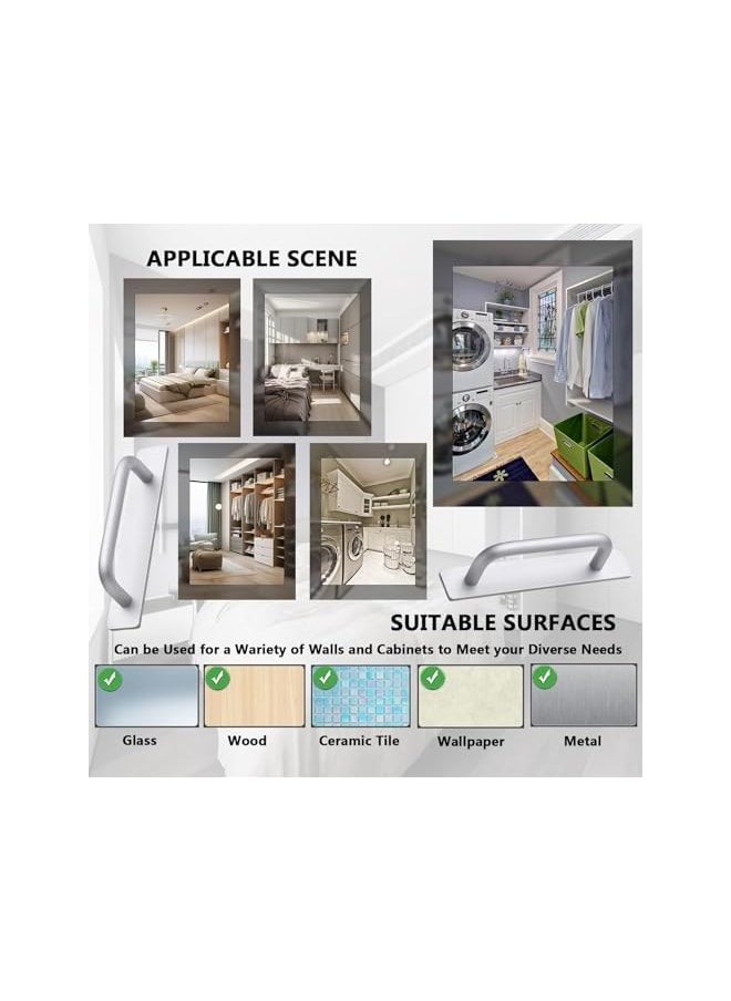 2 Pack Self-Adhesive Drawer Handles, Aluminum Alloy Drawer Pull Handles,Adhesive Installation,Replace or Upgrade Handles on Cabinet Doors, Sliding Doors, Glass windows, Drawers，148mm, Silver