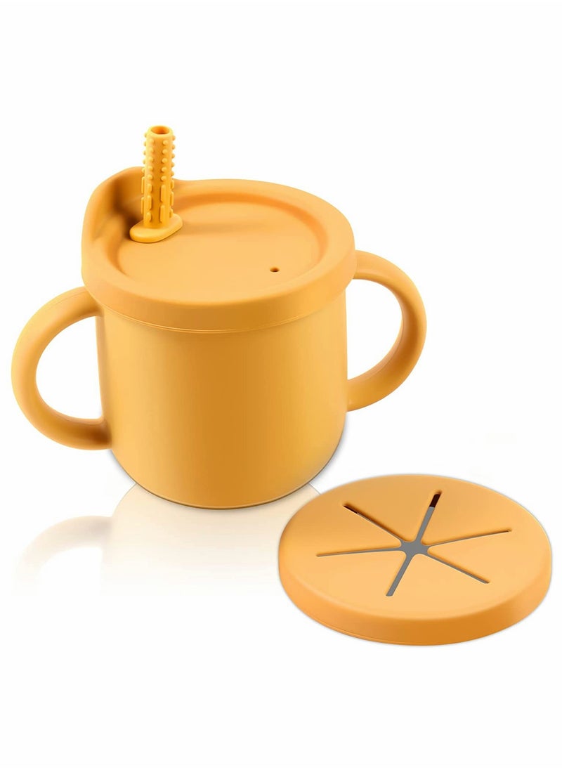 2-in-1 Toddler Sippy Cup and Snack Container (Yellow) - Leakproof Design, BPA-Free, Easy to Clean - Perfect for Travel and On-the-Go Snacking