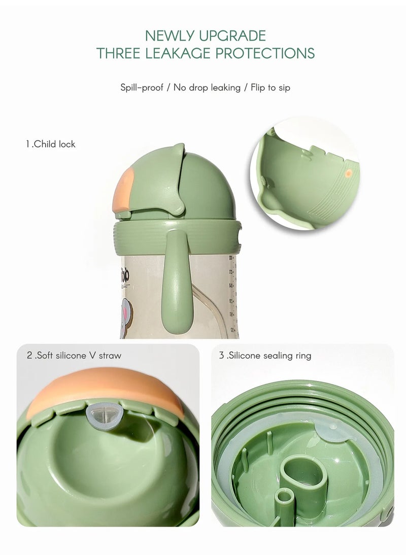 Aiwibi Baby Water Bottle with Straw, Safe Material, Wide-Neck Design, Vent System for 6 Months - 300mL (Assorted)