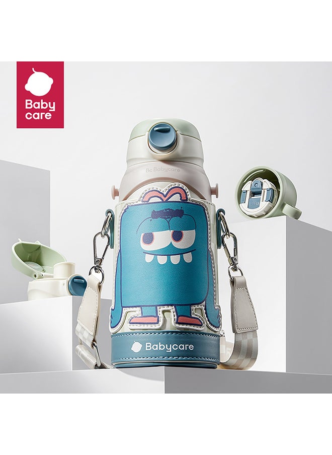 Babycare - 3-in-1 BPA-Free Leak-Proof Insulated Vacuum Bottle with Straw, Light Blue Design – 600 ml