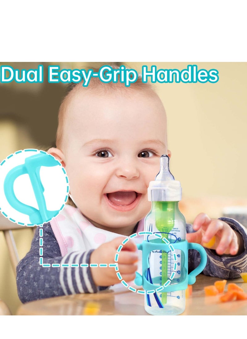 4-Pack Bottle Handles for Dr Brown Narrow Baby Bottles, Soft Silicone Bottle Holder for Baby Self Feeding, Teach Babies to Drink Independently, Easy Grip, BPA Free