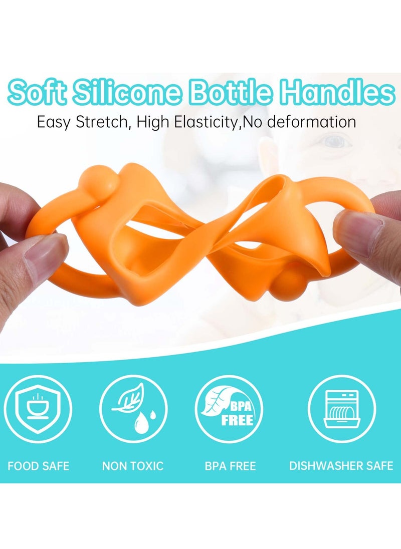 4-Pack Bottle Handles for Dr Brown Narrow Baby Bottles, Soft Silicone Bottle Holder for Baby Self Feeding, Teach Babies to Drink Independently, Easy Grip, BPA Free