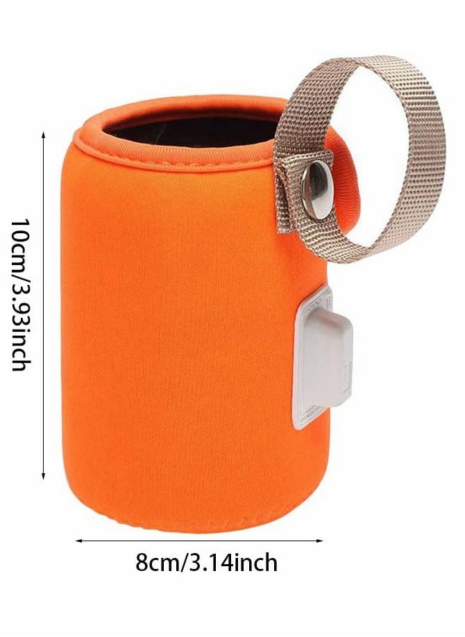 Bottle Warmer Bag Milk Warmer Cover Feeding Bottle Heated Cover Portable Beverage Baby Bottle Warmer for Car Travel Shopping (Orange)