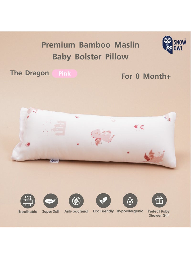 Snow Owl Bamboo Baby Bolster - The Dragon Pink