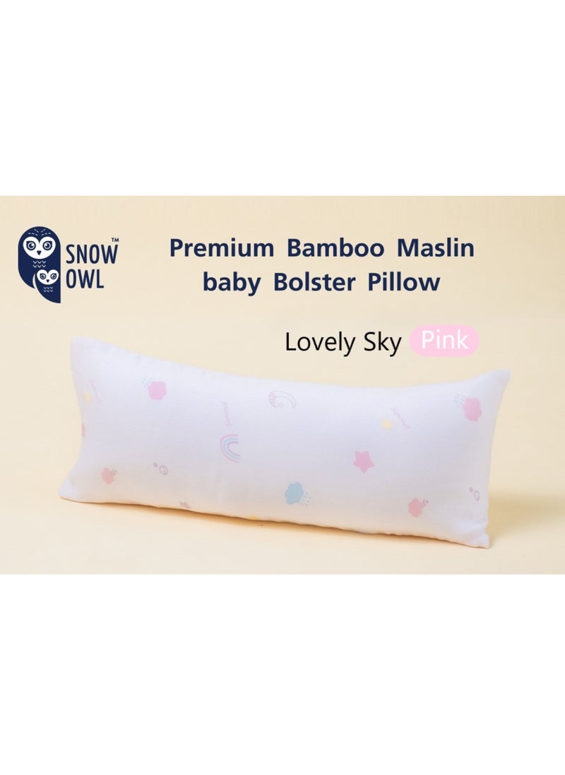 Snow Owl Bamboo Baby Bolster - Lovely Sky Pink