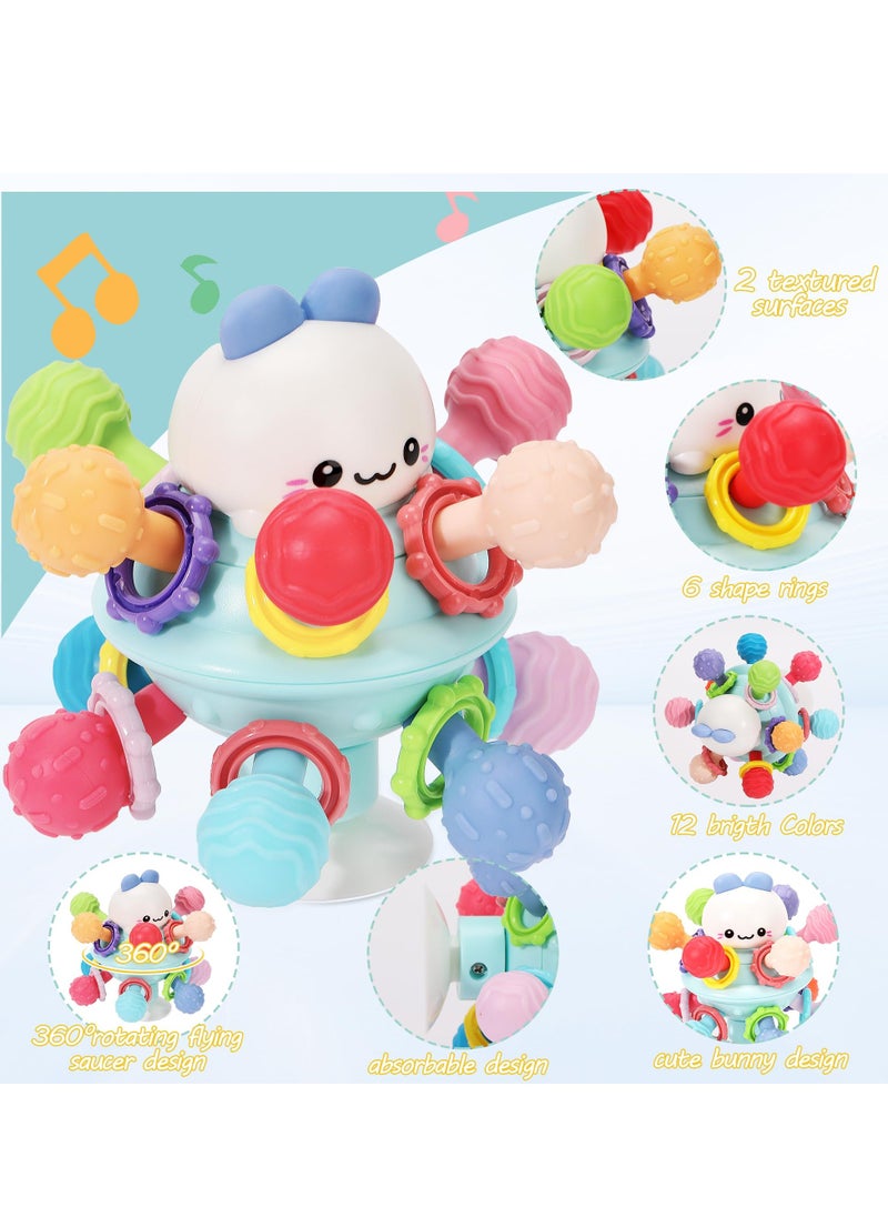 Baby Sensory Teething Toys Silicone Teethers for Babies Rattling Teething Relief Hand Ball Early education toy Food Grade Baby Teether Chew Rattle Toys for Babies 0-18 Months BPA Free