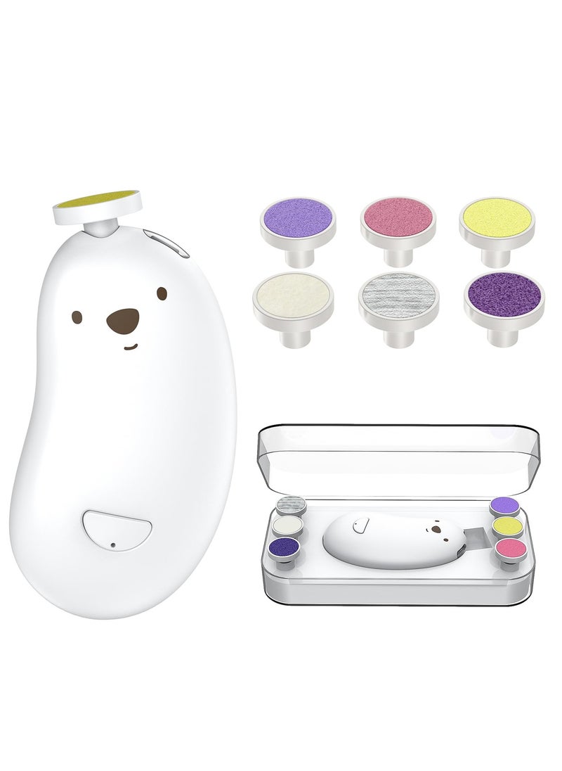 Baby Nail Trimmer Electric,Rechargeable Baby Nail Clippers with 6 Grinding Heads and LED Light, Safe Baby Nail File Set for Baby, Toddler, Infant, Alternative to Baby Nail Clipper, Baby Nail Kit