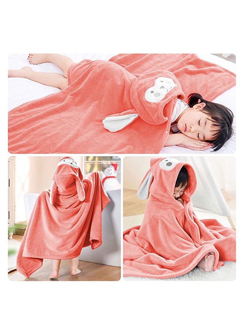 KASTWAVE Unisex Baby Cotton Animal Face Hooded Towel, Baby Bath Towel Hooded Ultra Soft Towel Highly Absorbent Bathrobe Blanket Toddlers Shower Gifts for Boys Girls Extra Large 28 x 55 (Pink)