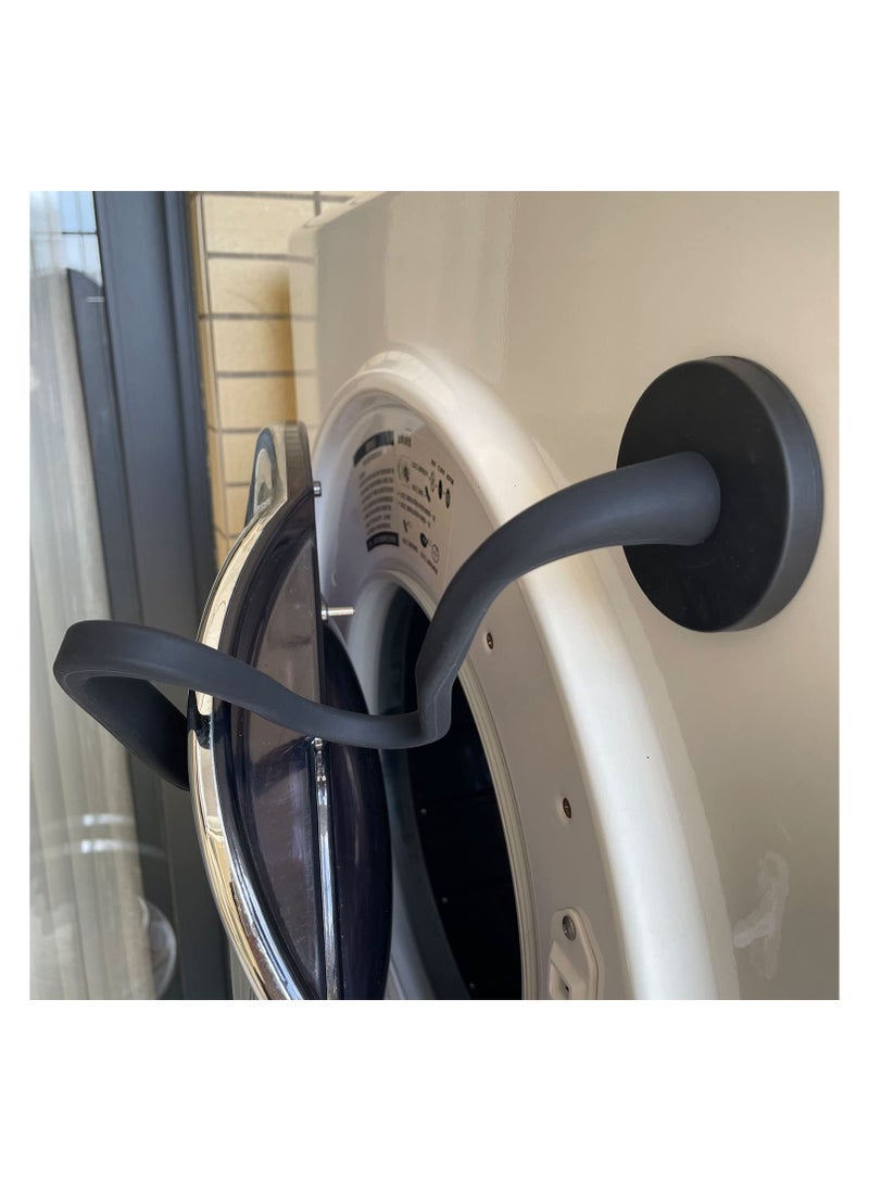 Front Load Washer Door Prop, Magnetic Washing Machine Door Holder, Adjustable Flexible Laundry Door Post Dryer Door Prop Universal Washing Machine Door Stopper for Most Washing Machines (Black)