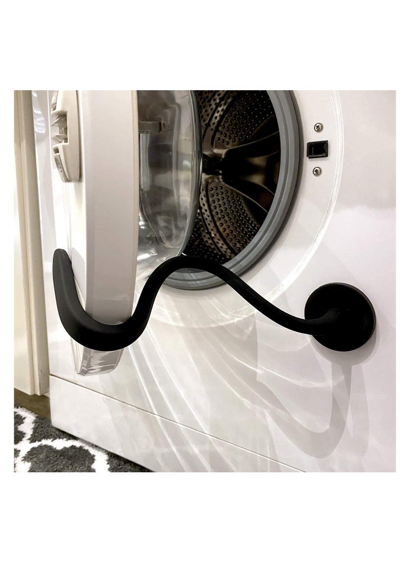 Front Load Washer Door Prop, Magnetic Washing Machine Door Holder, Adjustable Flexible Laundry Door Post Dryer Door Prop Universal Washing Machine Door Stopper for Most Washing Machines (Black)