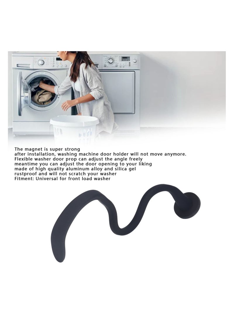 Front Load Washer Door Prop, Magnetic Washing Machine Door Holder, Adjustable Flexible Laundry Door Post Dryer Door Prop Universal Washing Machine Door Stopper for Most Washing Machines (Black)