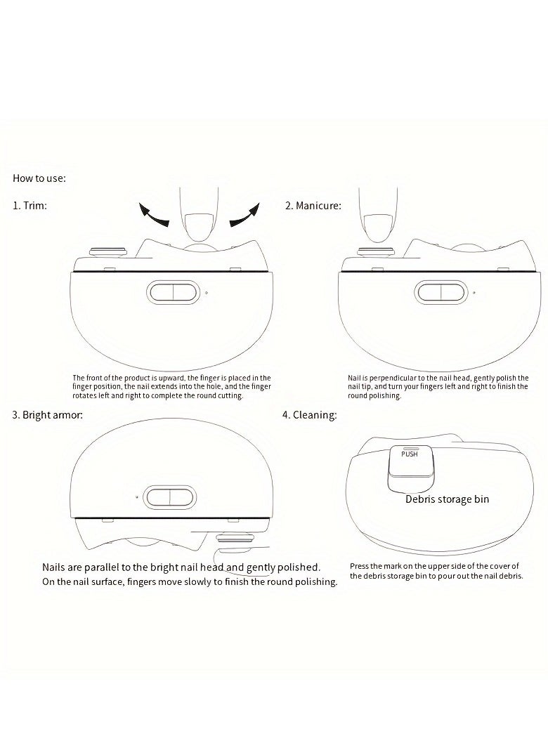 Automatic Electric Nail Clipper with Light  2 Speeds, Nail Polisher 2 in 1 Design, Nail Clip Storage, USB Rechargeable Safety Electric Nail Trimmer Suitable for Babies,Kids, Adults and Seniors(White)