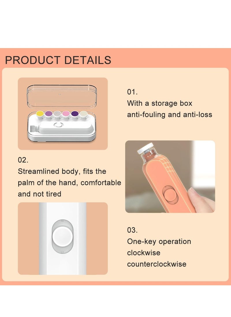 Electric Baby Nail Trimmer Set Electric Nail Buffer Safe and Easy-to-Use Nail File for Newborns to Kids with 6 Grinding Pads LED Light, and Storage Box for Baby and Kids Nail Care Trim White