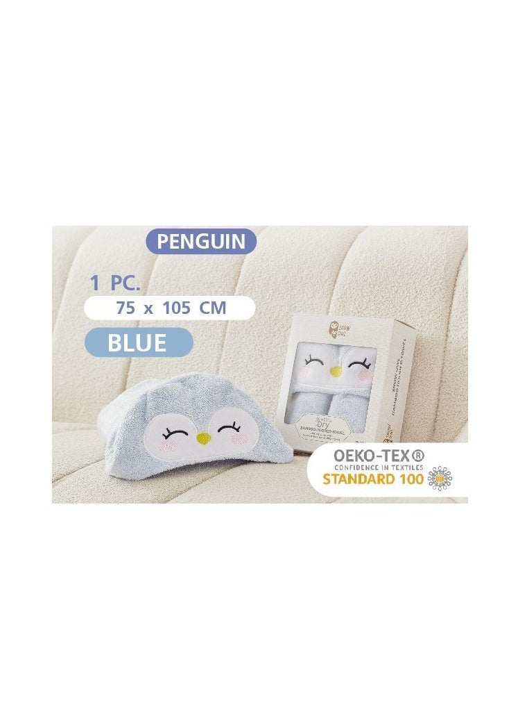 Snow Owl Gentle Dry Bamboo Hooded Towel - Penguin