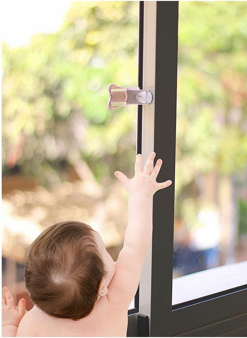 Safety Locks, Sliding Door Lock, Child Proof Locks, for All Your Home Openings, for Child Safety, 4-Pack (white)