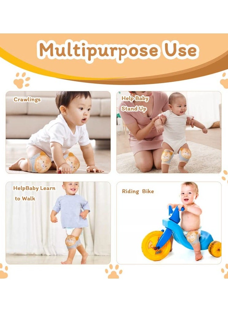 Baby Knee Pads for Crawling, Baby Knee Protectors Breathable Crawling Knee Pads with Sponge Pad, Anti-Slip Knee Pads Leg Warmers Protective Cover for Unisex Babies