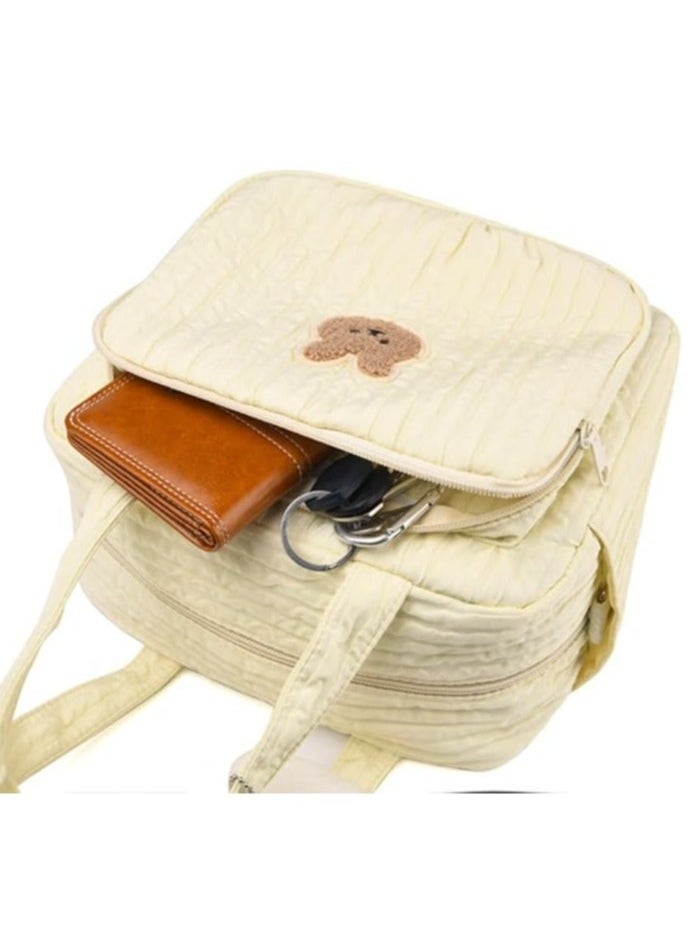 Diaper Bag Tote for Baby Girl Mommy Bag Quilted Cotton Baby Diaper Bag Travel Diaper Multifunction Maternity Bag Travel Storage Bag Diaper Tote Bag without Doll