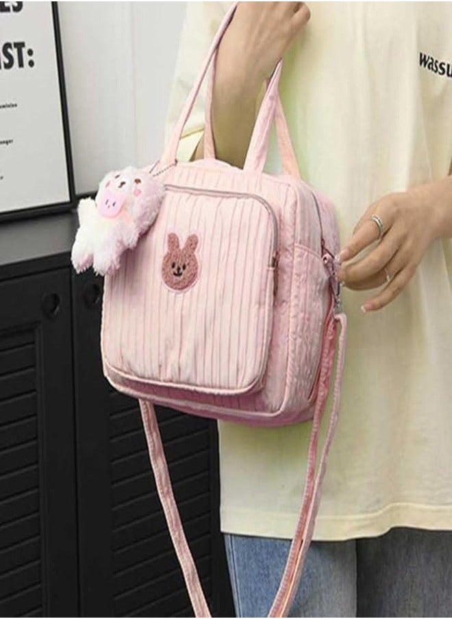 Diaper Bag Tote for Baby Girl Mommy Bag Quilted Cotton Baby Diaper Bag Travel Diaper Multifunction Maternity Bag Travel Storage Bag Diaper Tote Bag without Doll