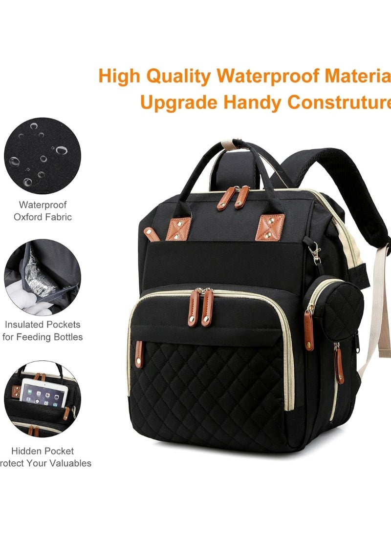 Multifunction Travel Back Pack Maternity Baby Changing Bags Large Capacity Waterproof and Stylish Black