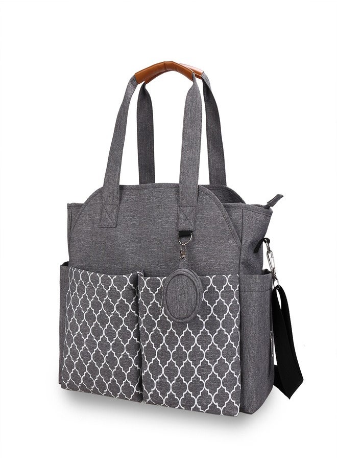 Multifunctional Signature Diaper Bag With Changing Mat - Grey