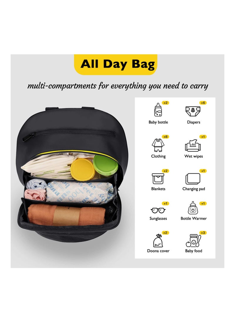 Storage Bag Compatible with Doona Infant Car, Stroller Accessories, Large Capacity Diaper Bag, Easy Access Zipper Design, Wearable Backpack, Stroller Organizer Bag, for Diapers, Snacks, Wipes(1 Pack)