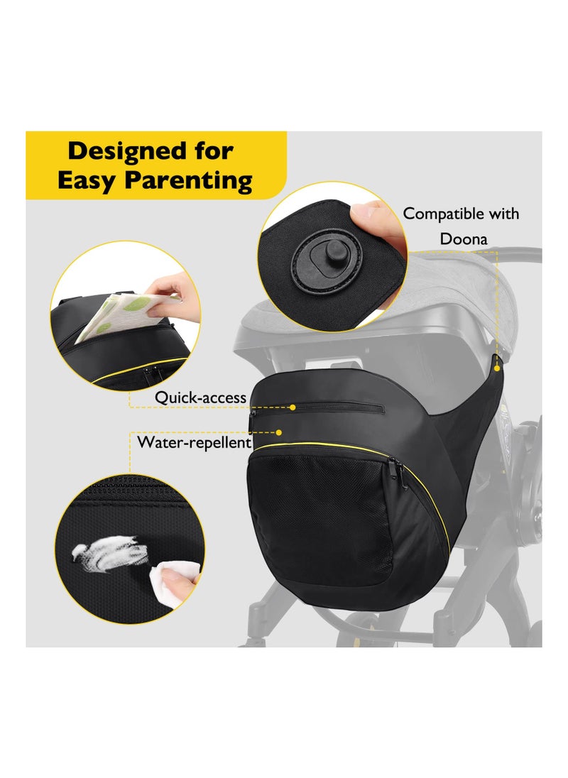 Storage Bag Compatible with Doona Infant Car, Stroller Accessories, Large Capacity Diaper Bag, Easy Access Zipper Design, Wearable Backpack, Stroller Organizer Bag, for Diapers, Snacks, Wipes(1 Pack)