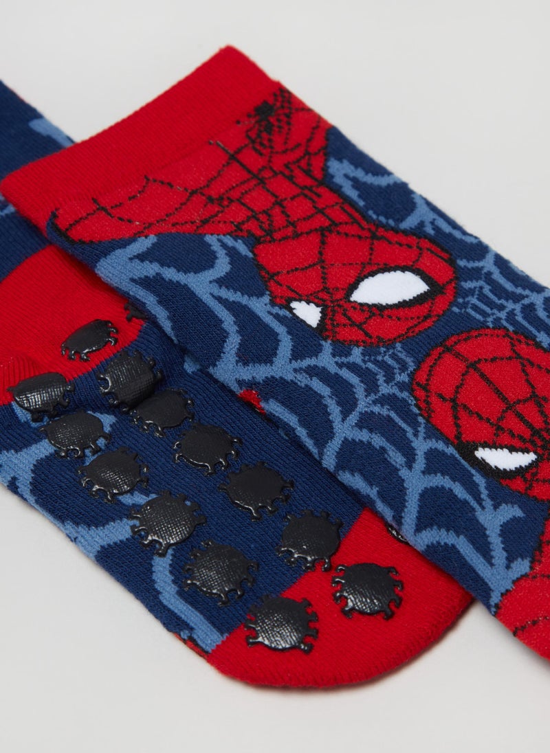 Slipper socks with Spider-Man design