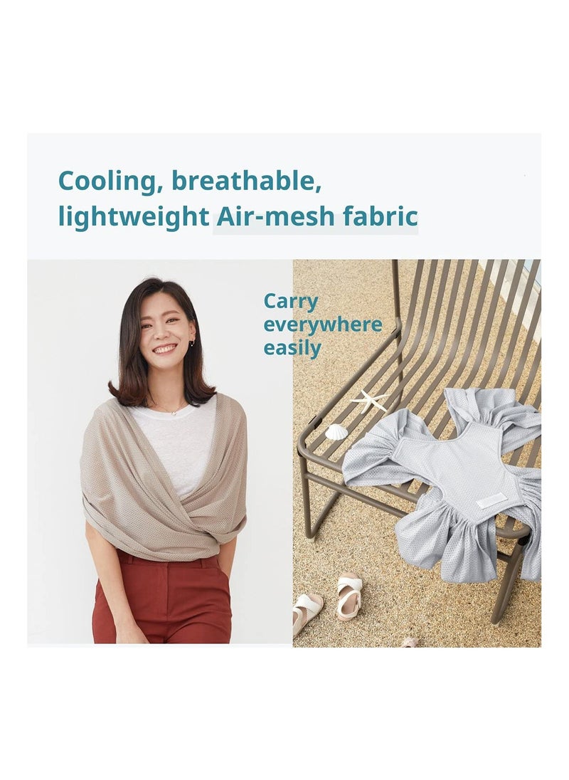 Baby Wrap Carrier Summer Mesh Breathable Baby Carrier Easy to Wear Hands-Free Baby Carrier Moisture Wicking Soft Ideal for Newborns and Kids Under 44lbs (Beige)
