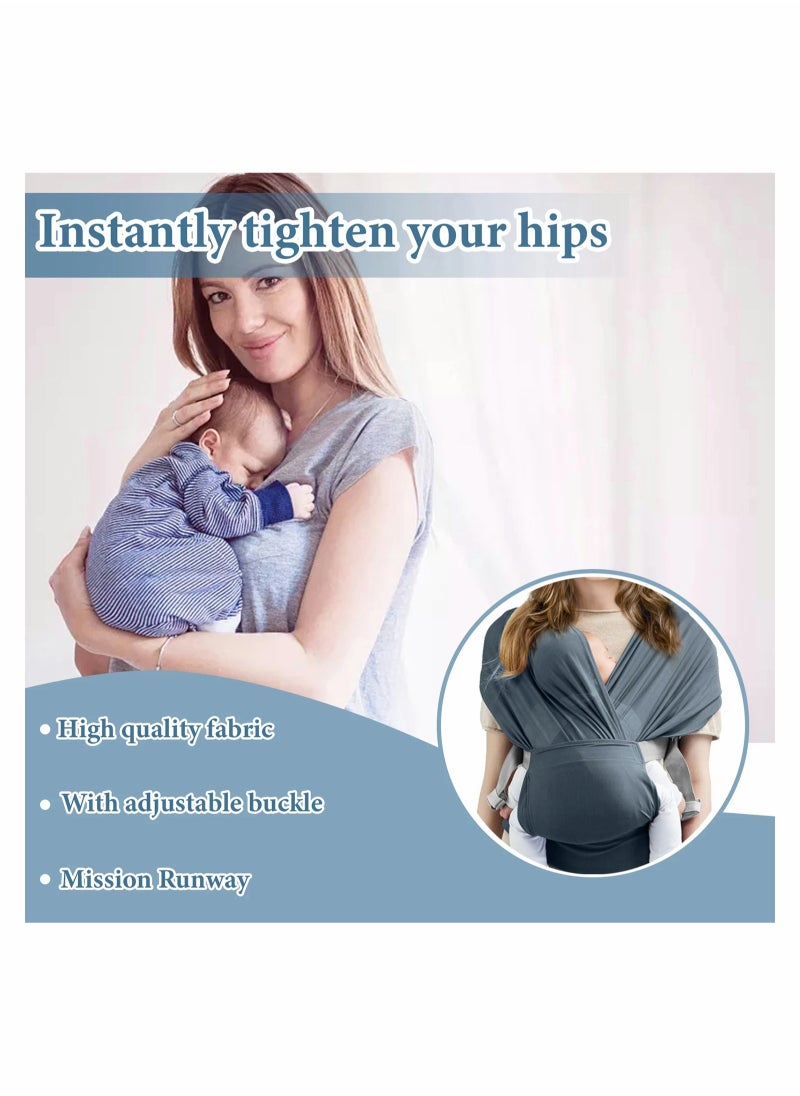 Adjustable Baby Wrap Carrier Sling for Newborns to Toddlers, Stretchy and Comfortable, Supports Up to 35 lbs (New Gray)