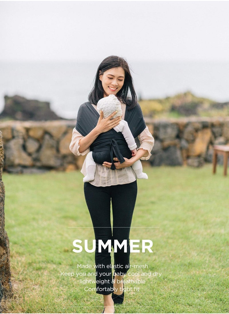 Baby Carrier Wrap Summer Mesh Breathable Baby Carrier Easy to Wear Hands-Free Baby Carrier Moisture Wicking Soft Ideal for Newborns and Kids Under 44lbs (Black)