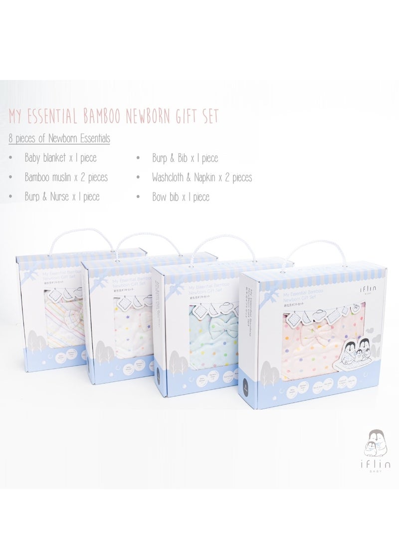 My Essential Bamboo Newborn Gift Set (8 Pcs.) - Playful Stripes