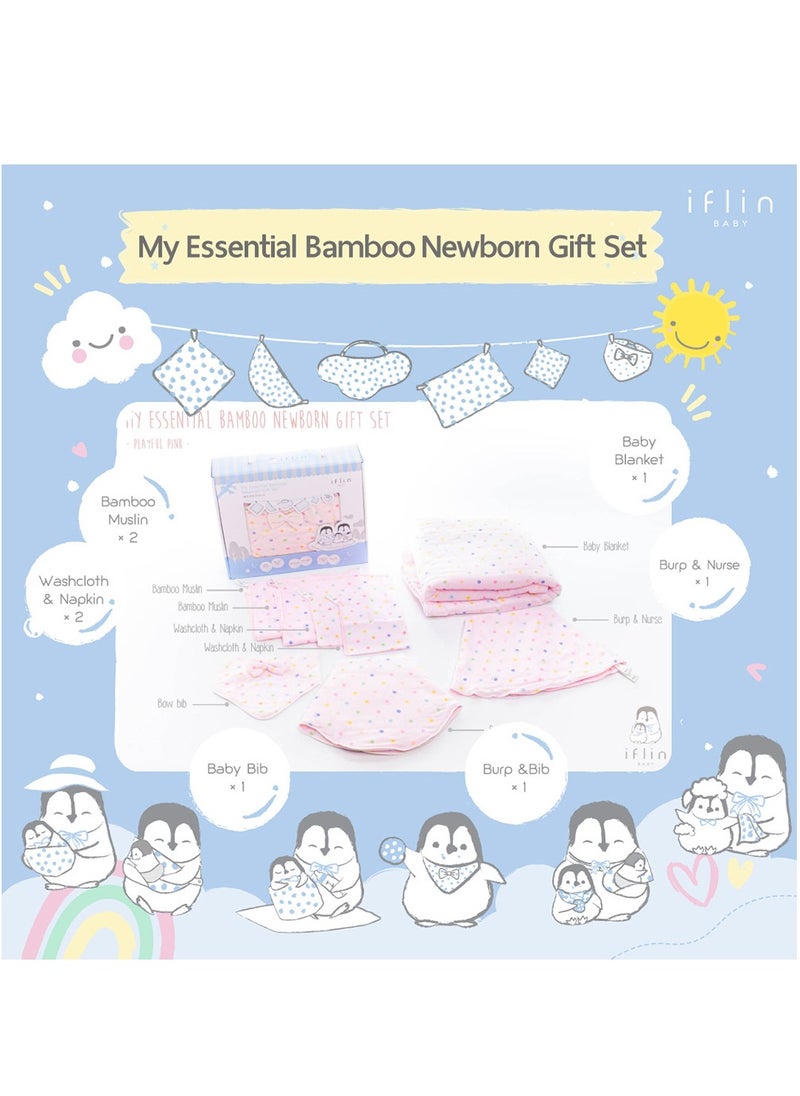 My Essential Bamboo Newborn Gift Set (8 Pcs.) - Playful Stripes