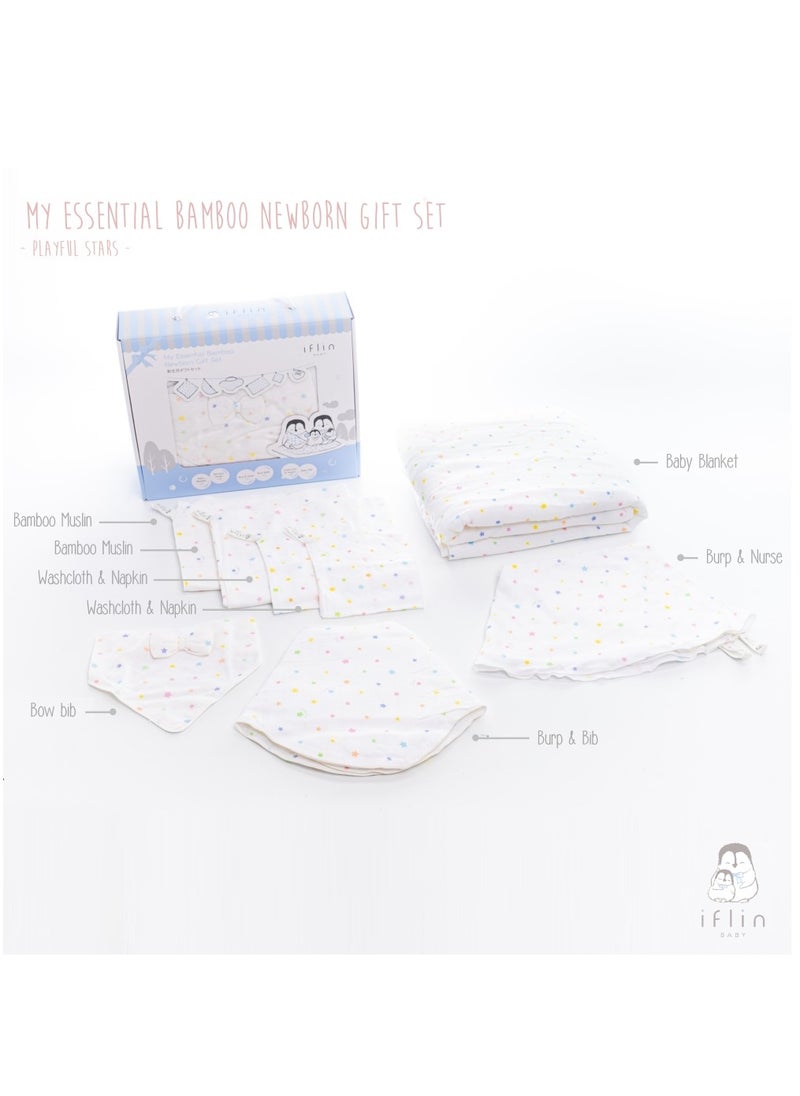 My Essential Bamboo Newborn Gift Set (8 Pcs.) - Playful Stars
