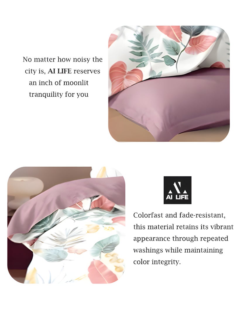 AI LIFE King Size Bedding Set Hotel Quality 6 Pcs Bedsheet Set with Fitted Sheet 200x200+30cm Duvet Cover 220x240cm & 4 Pillow Covers 50x75cm Modern Design Bedding Set