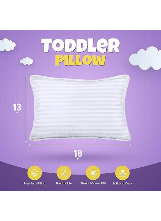 KUSTOMDECO Toddler Pillow - Pack of 2 Baby Pillows for Sleeping - 100% Cotton Cover - Kids Pillows, Snow White - 13 x 18 inches