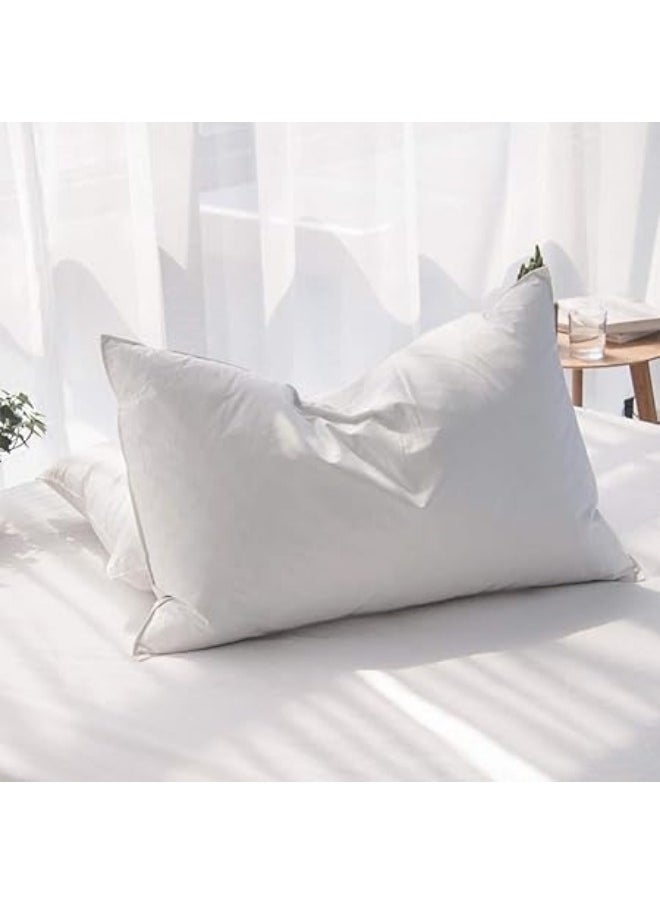 Luxury Goose Feathers Down Pillows Queen Size Set of 2,Hotel Collection Soft Bed Pillows for Sleeping,Organic Percale Cover(Queen,Pack of 2)