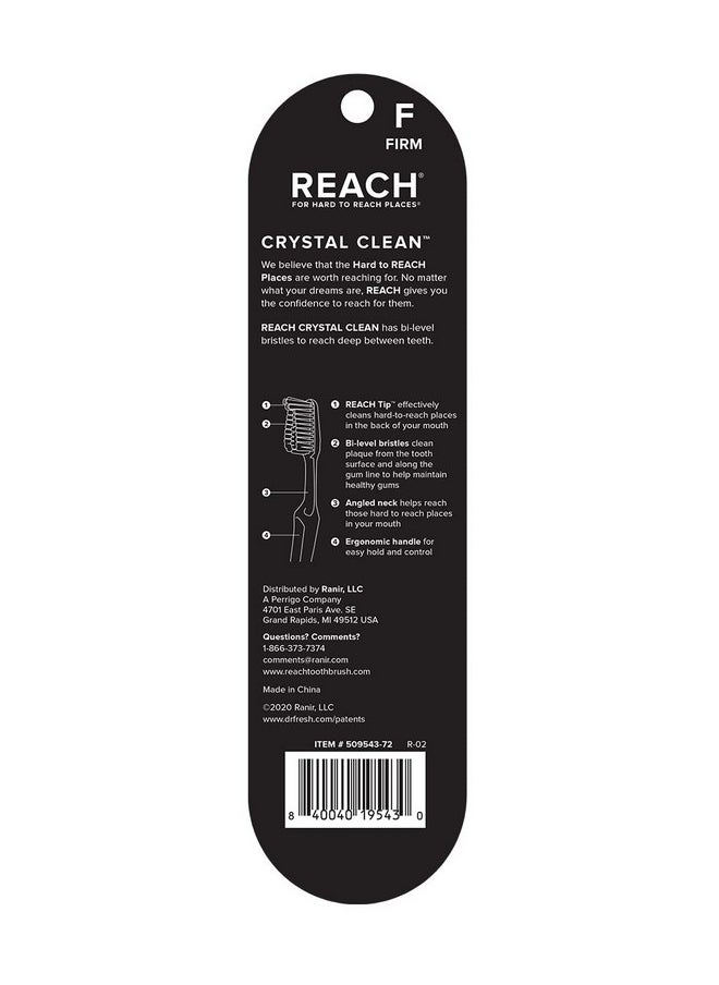 REACH Crystal Clean Firm Adult Toothbrush, 1 ea - Colors May Vary (Pack of 6)