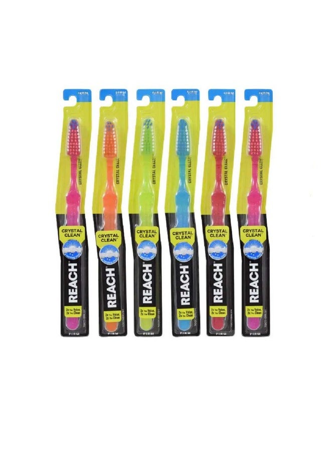 REACH Crystal Clean Firm Adult Toothbrush, 1 ea - Colors May Vary (Pack of 6)